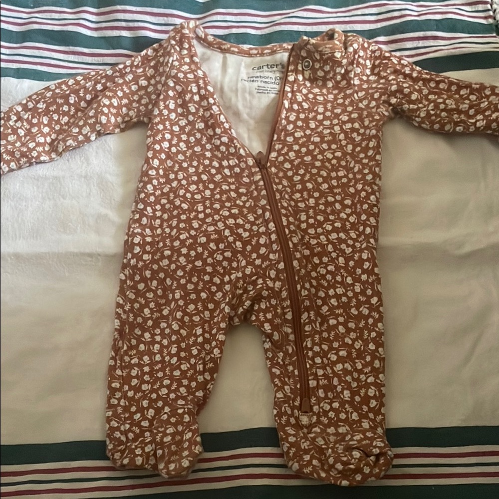 Carter's Brown Footie One Piece with Animal Print